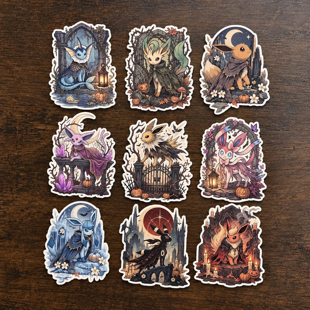 Eeveelution Gothic Halloween Sticker Bundle