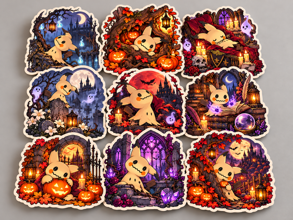 Mimikyu Gothic Halloween Sticker Bundle